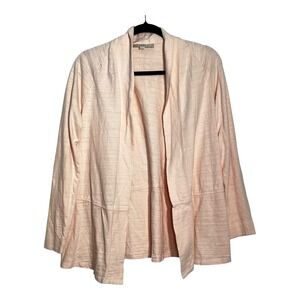 LOFT‎ Womens Pink Cotton Slub Knit Open Front Peplum Cardigan Sweater M